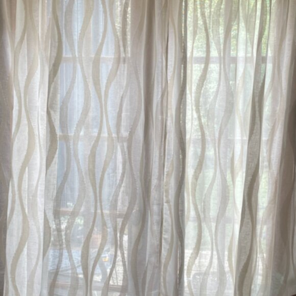 Crate & Barrel Elester Ivory Sheer Curtain Panels 50"x84" (pair of 2 panels) - Picture 3 of 3